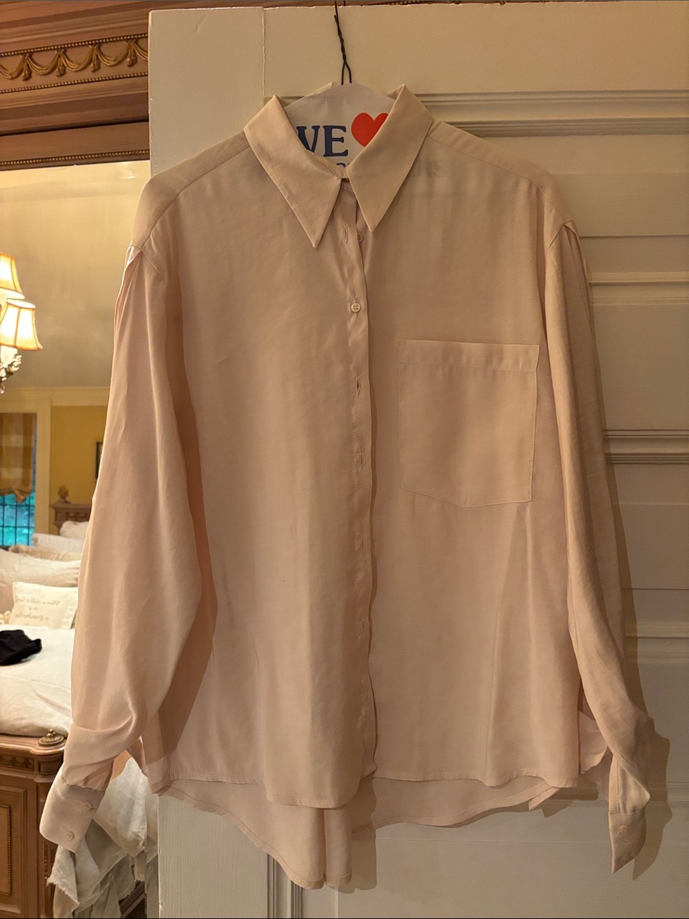 Zara Pale cream woman’s silk Casual Shirt